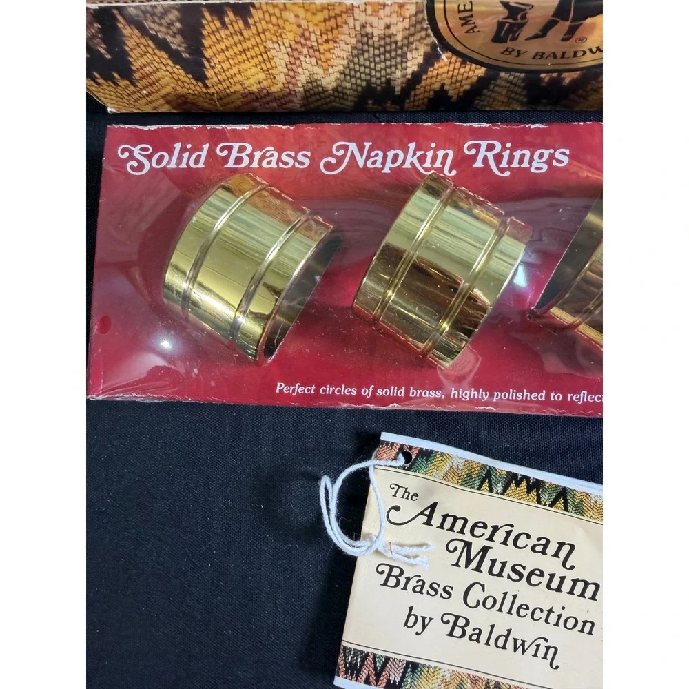 Baldwin Solid Brass Napkin Rings Set of 4 Gold NEW American Museum Collection